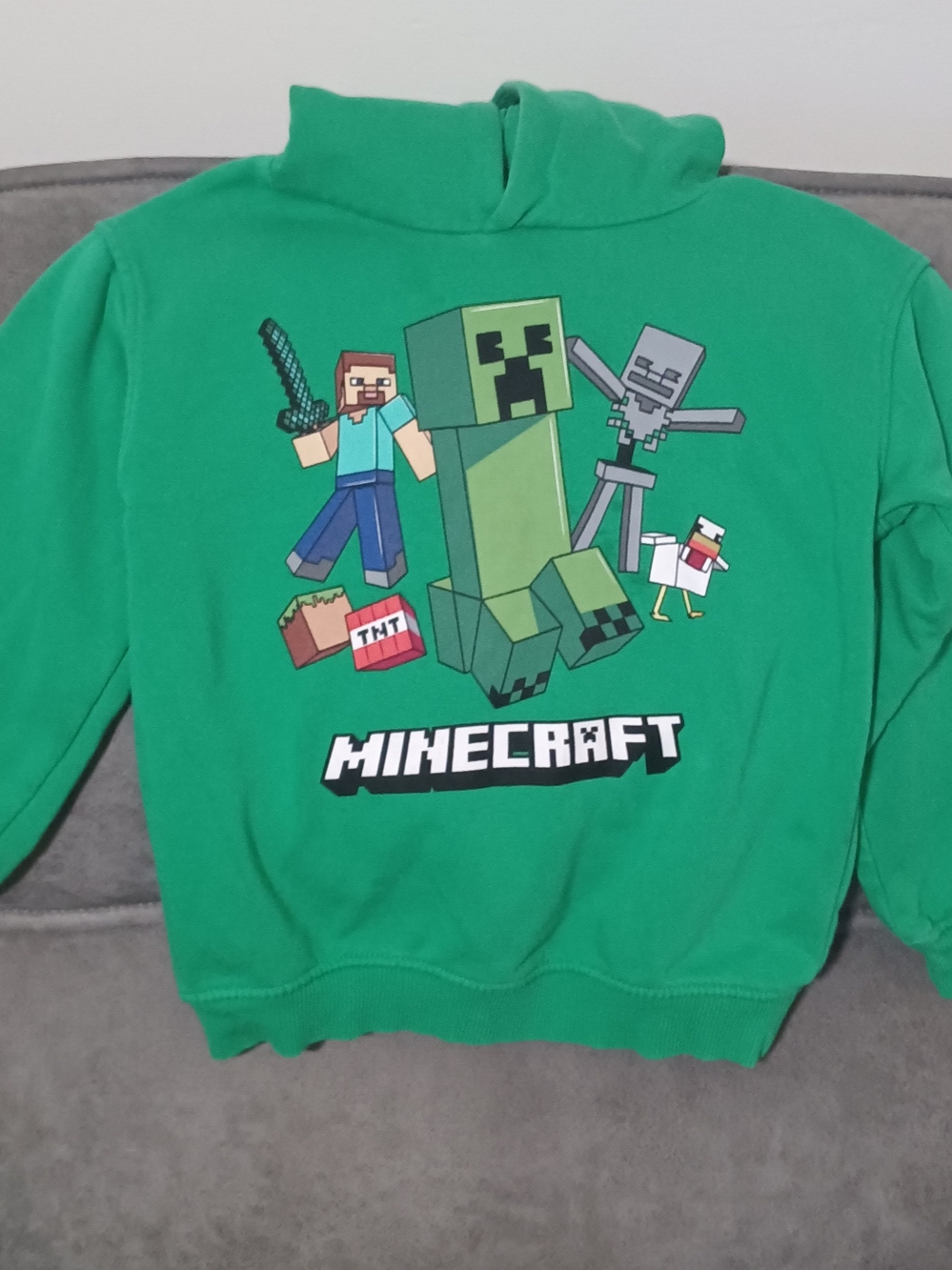H&M Green Minecraft Graphic Pullover Hoodie Size:5-6